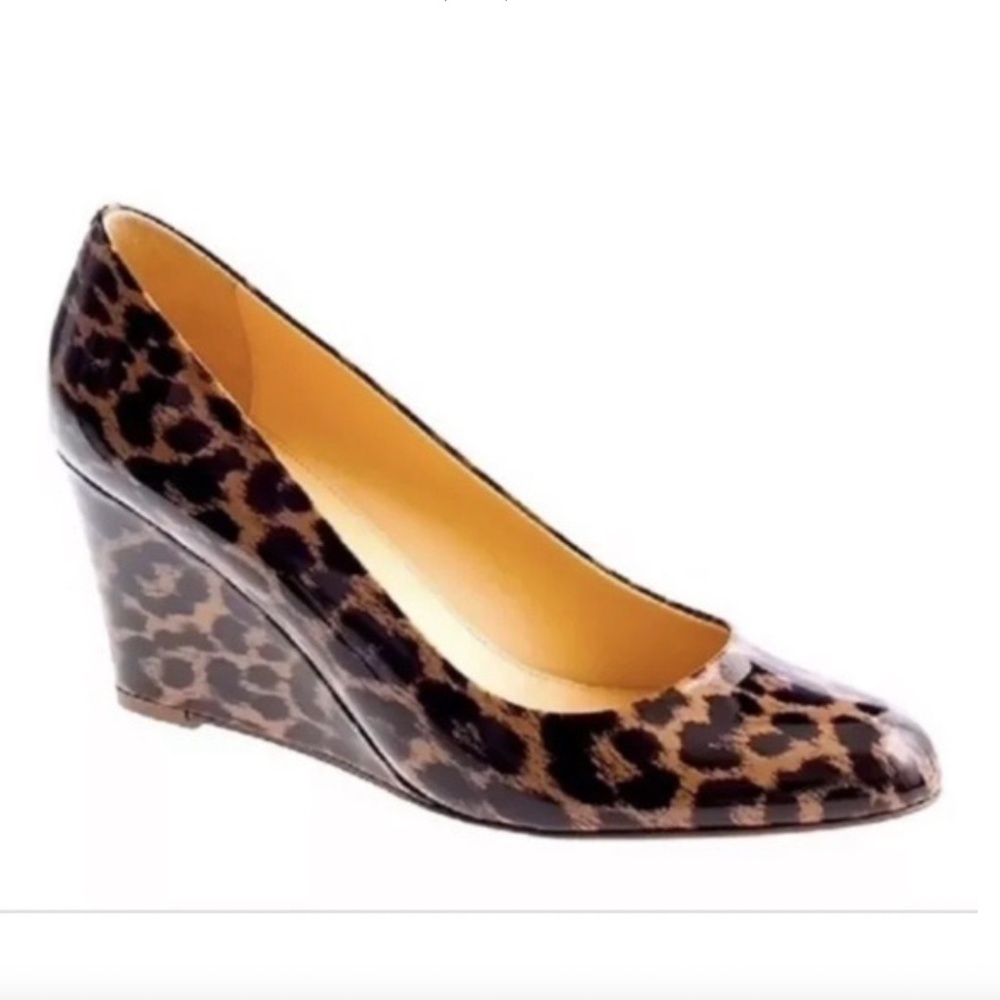 J. Crew Martina leopard wedges 7.5
